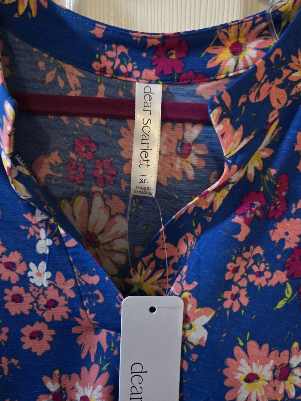 Women's Floral Split-Neck Blouse in Blue - Picture 6 of 9